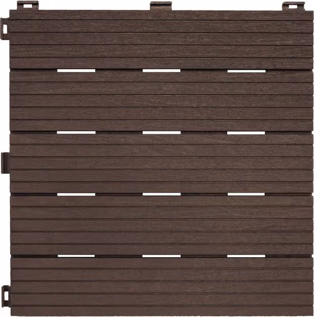 Nicoman Cosmopolitan Rubber Decking Tiles, Brown, Pack of 10