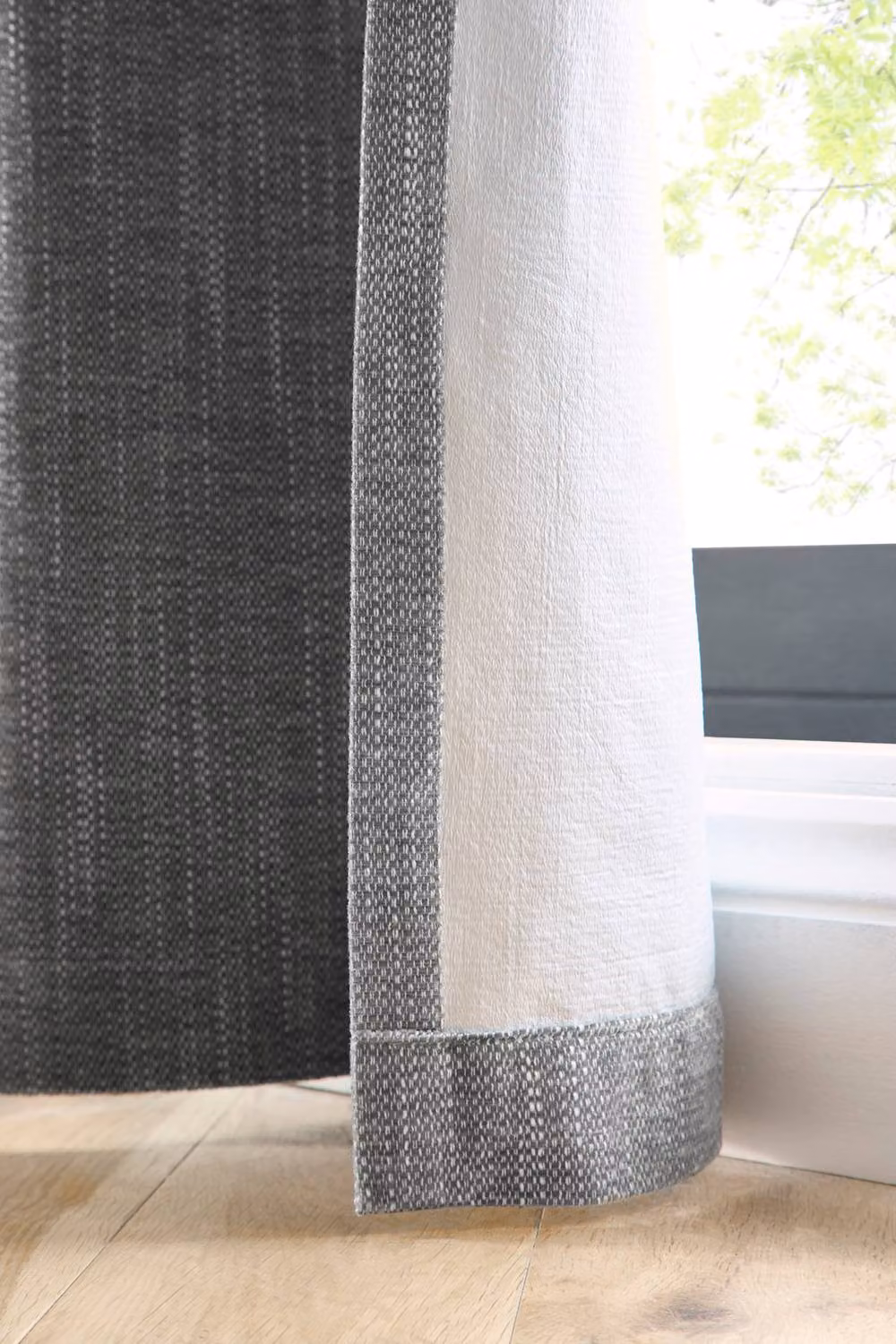Curtina Boucle Chenille Woven Blackout Eyelet Curtains in Grey and Black, Width: 168 cm, Drop: 183 cm – 3