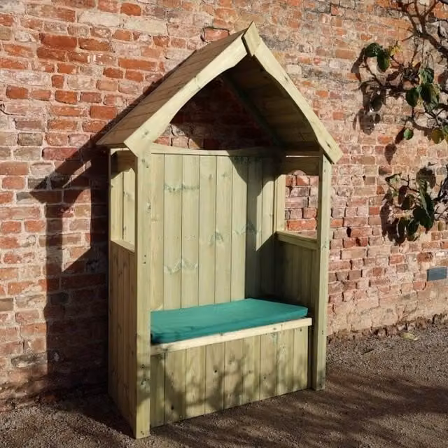 Churnet Valley Garden Furniture Ltd Willow 2 Seat Storage Arbour with Waterproof Cushions in Light Tan, W/D/H: 211 x 130 x 60 cm