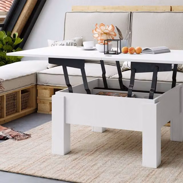 Heze Furniture Oslo 2 in 1 Extending Coffee Table, White, Width: 90 cm to 180 cm