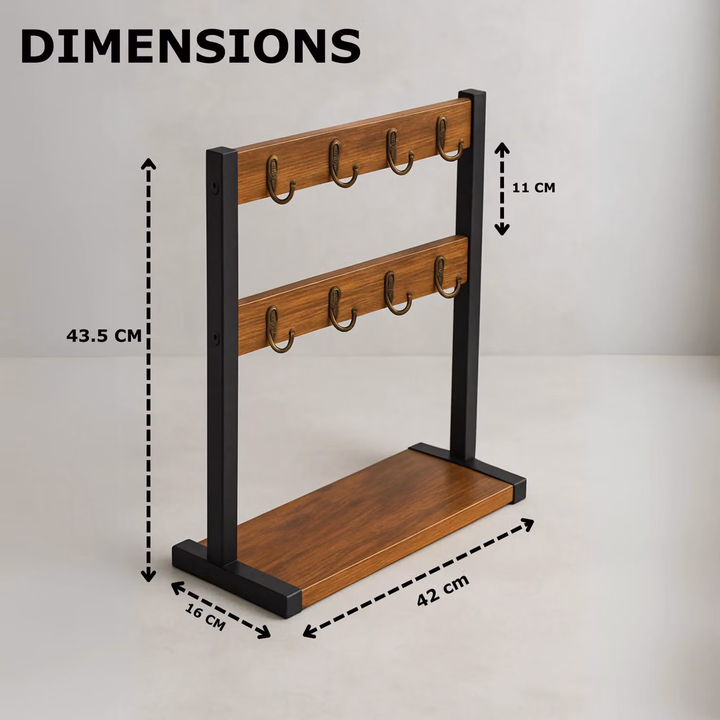 Rafaelo Mobilia Industrial Wooden Mug Holder Stand in Brown – 8