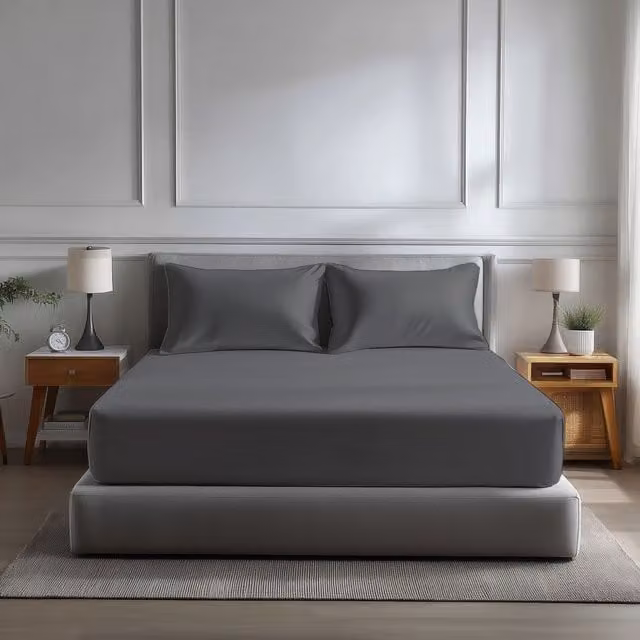 Home Sweet Home UK Double Microfibre Fitted Bed Sheet in Grey, 40cm Extra Deep