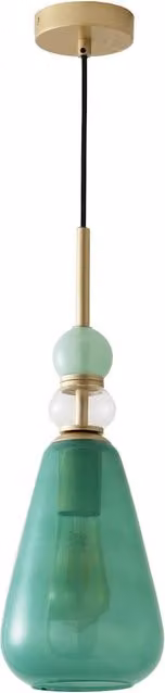 ValueLights Anastasia Art Deco Stacked Glass Ceiling Pendant Light Fitting in Green and Gold/Brass