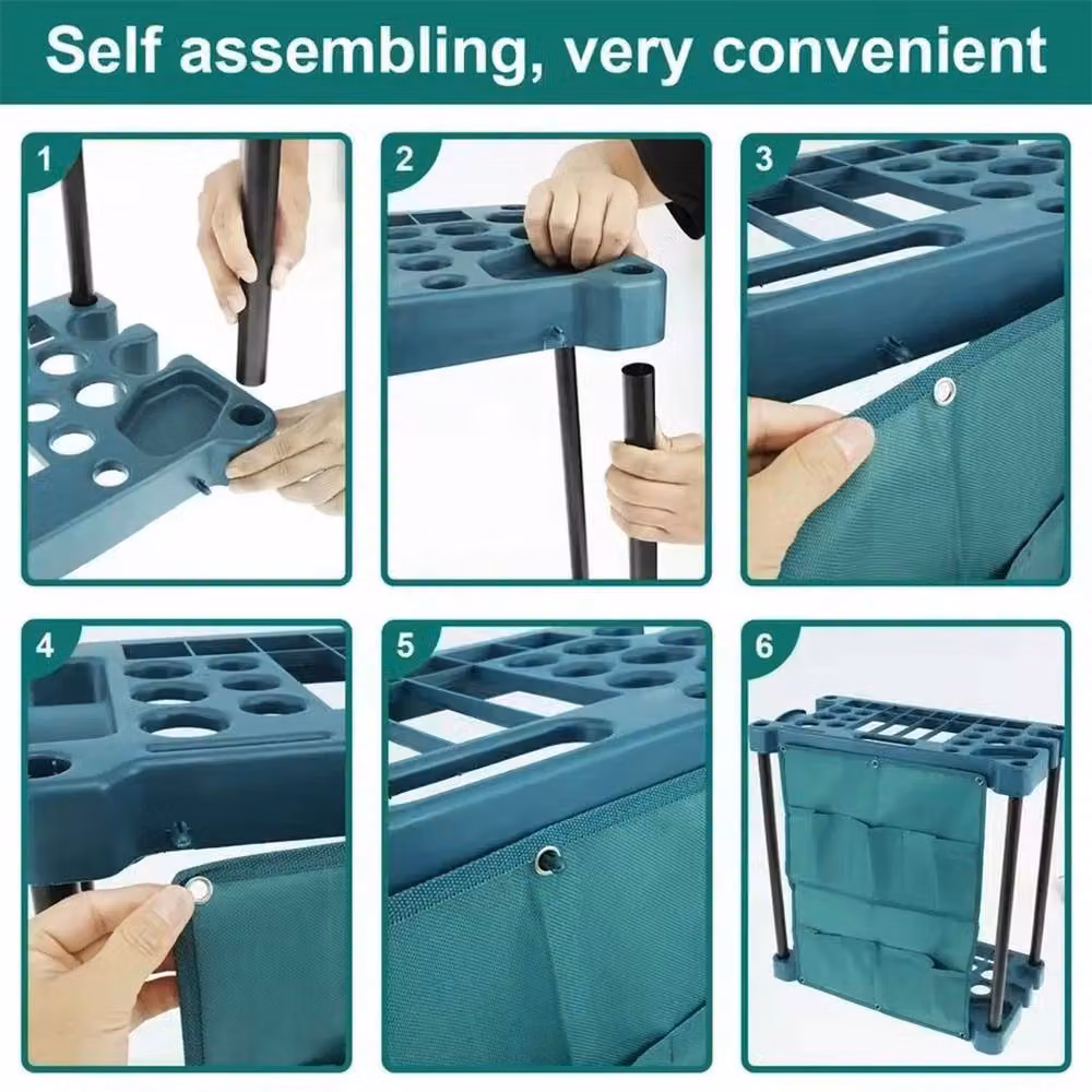 FLAVORA Heavy Duty Garden Tool Organizer Rack in Green, W/D/H: 1000 x 52 x 58 cm – 5