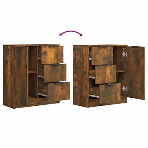 vidaXL Sideboard in Brown Smoked Oak Finish, Industrial MDF Cabinet, W/D/H: 120 x 40 x 70 cm – 3