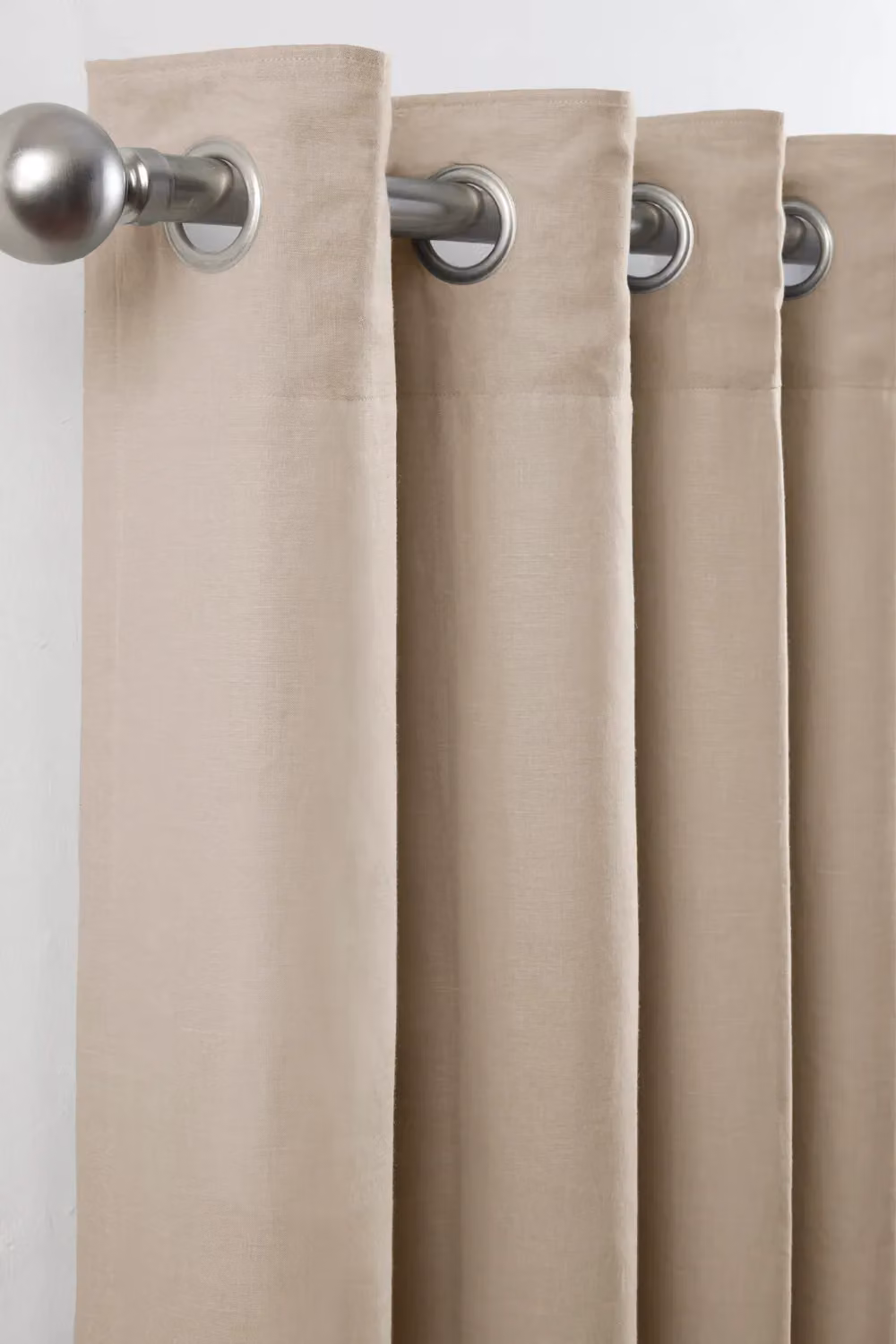 Lazy Linen Beige Pure Washed Linen Lined Eyelet Curtains, Width: 167 cm, Drop: 183 cm – 3