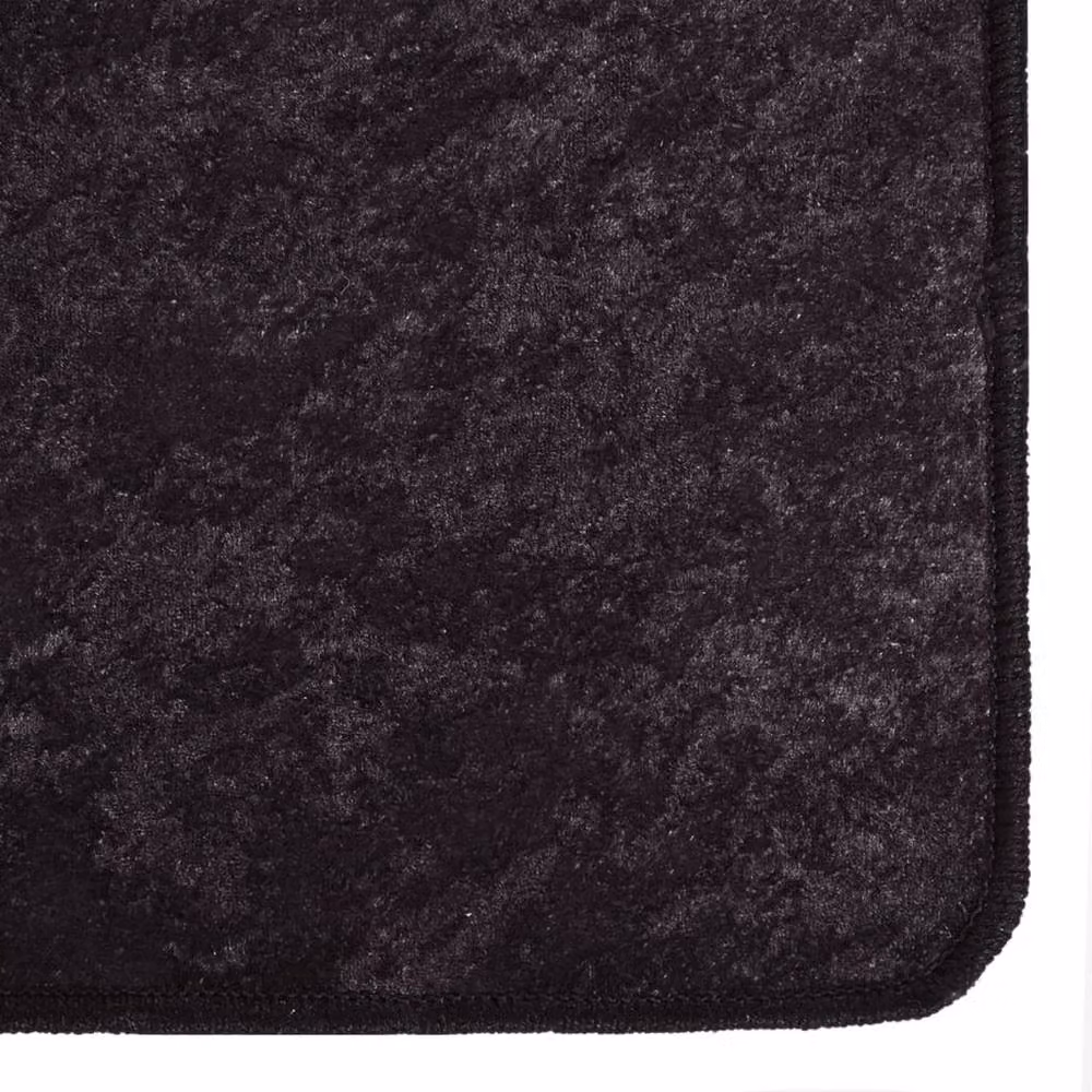 Berkfield Home Washable Anti Slip Round Rug in Anthracite and Black, Diameter: 100 cm – 1