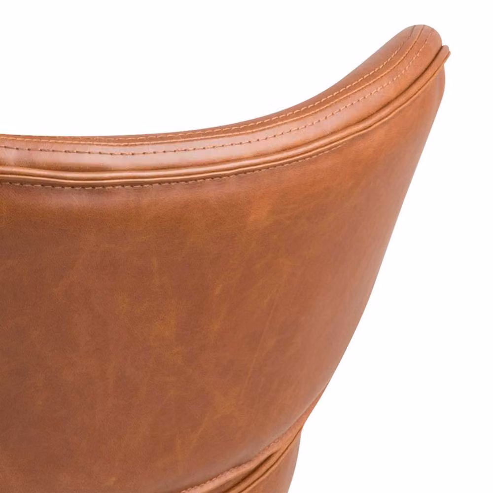 Wyld Haus Mazapan Lounge Chair in Brown Faux Leather with Metal Frame – 4