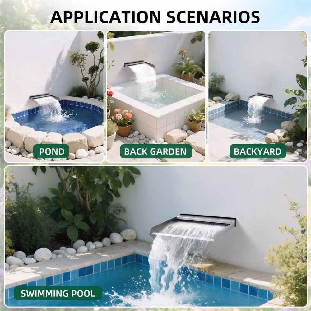 SPETLEK Silver Stainless Steel Waterfall Blade Cascade Spillway W/D/H: 30.0 x 26.0 x 8.0 cm – 3