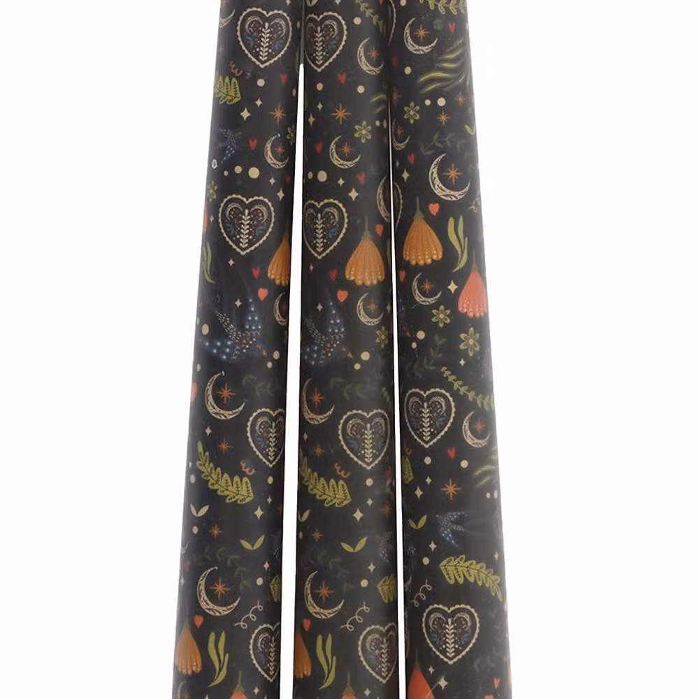 Something Different Midnight Printed Taper Candles, Black, Pack of 3 – 2