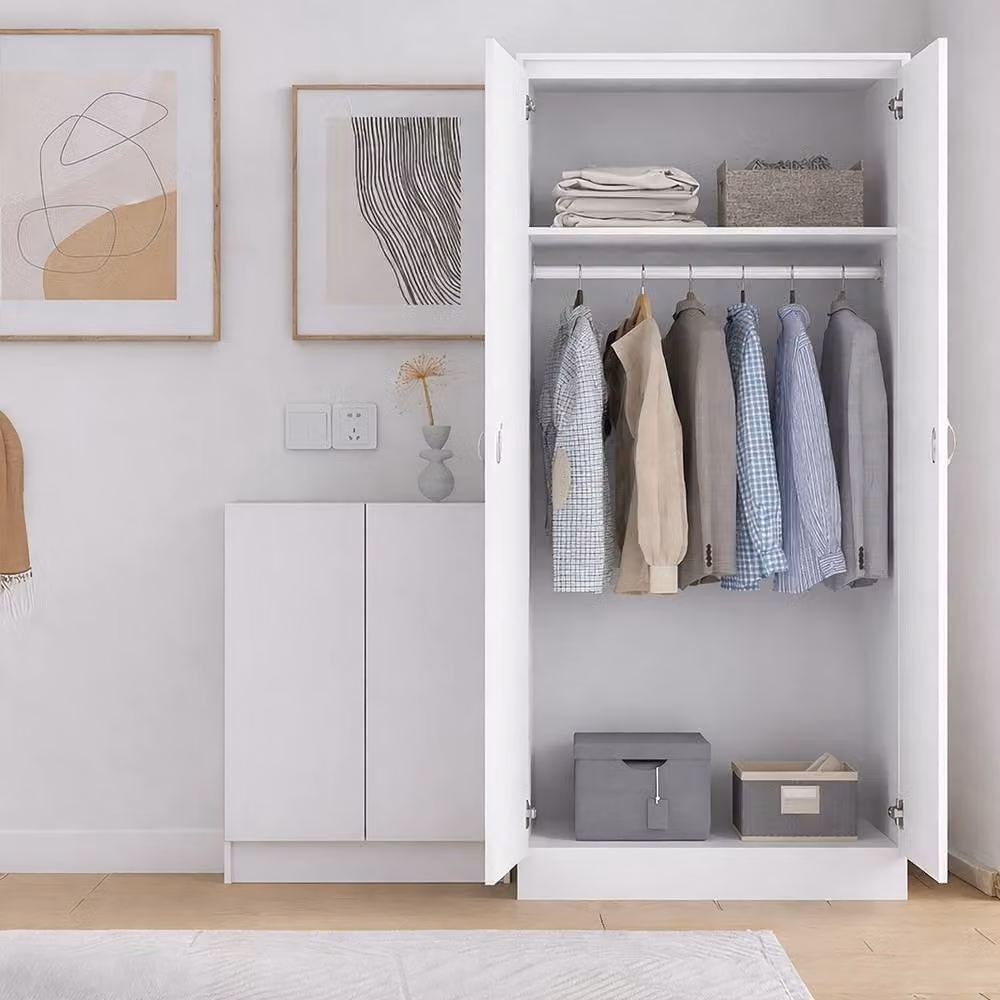 Harmin Mirrorred 2 Door Soft Close Wardrobe in White, H 180 x W 76 x D 47 cm – 3