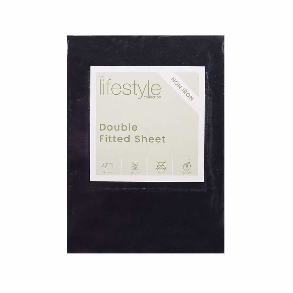 Voltico Black Double Fitted Bed Sheet in Microfibre Cotton Blend, W/D/H: 140 x 200 cm – 6