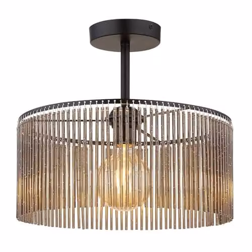 Netlighting Leeds Cylindrical Ceiling Light in Matt Black with Transparent Acrylic, Diameter: 35 cm, H x W x D: 32 x 35 x 35 cm – 1