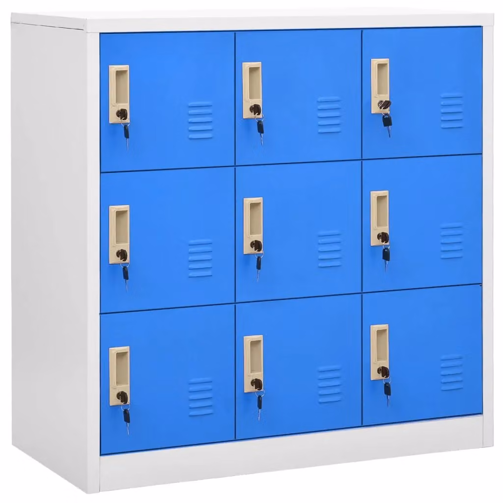 Berkfield Home Set of 2 Metal Locker Cabinets in Light Grey and Blue, W/D/H: 90 x 45 x 92.5 cm – 2