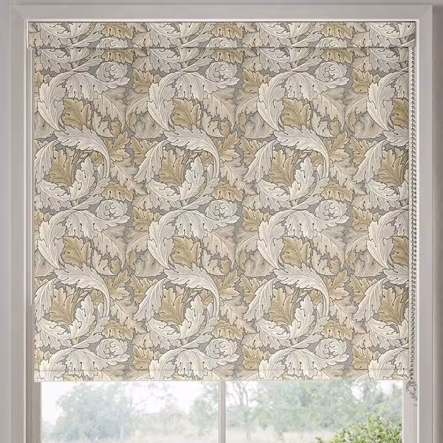 William Morris At Home Acanthus Translucent Made to Measure Roller Blind, Grey, Green and Multicolour Floral Design