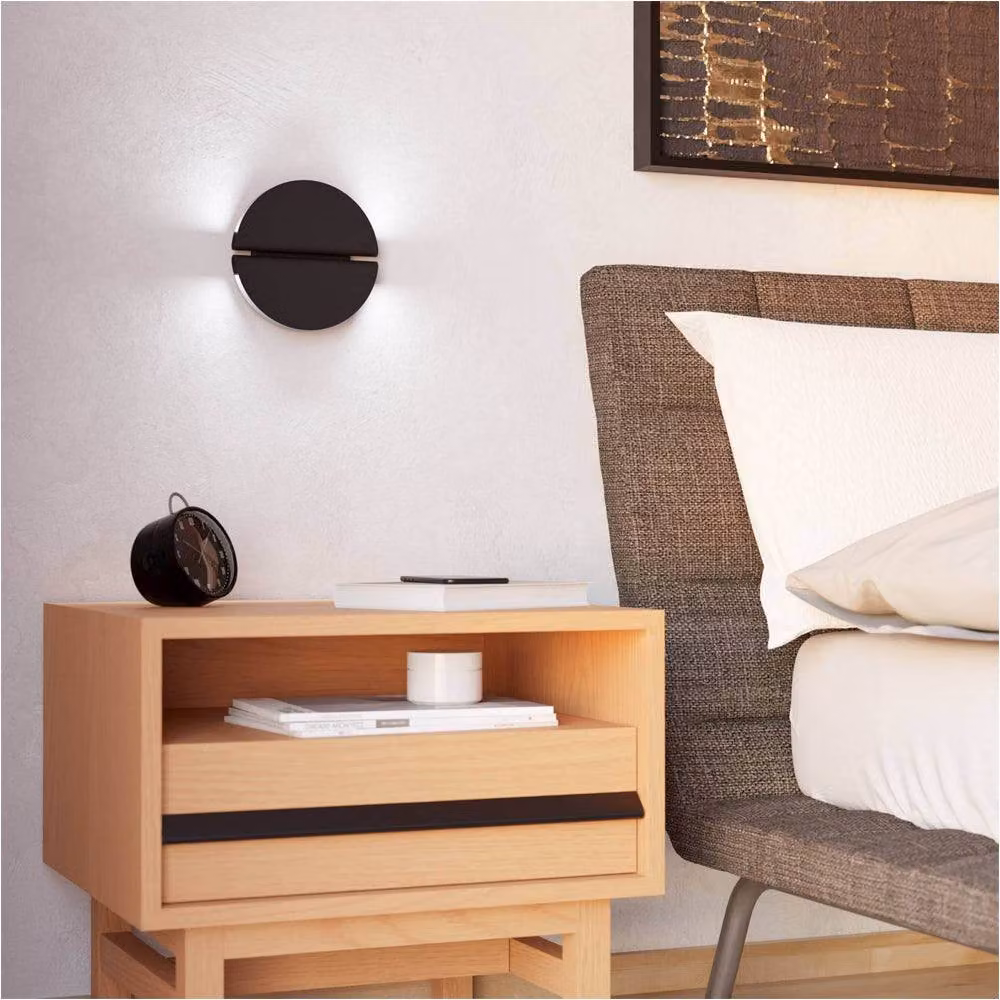 Loops Modern Black LED Round Up and Down Wall Light – 2