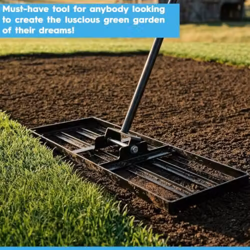 Harbour Housewares Heavy Duty Steel Lawn Levelling Rake in Black, W: 106 cm, D: 25 cm, Handle Length: 170 cm – 5