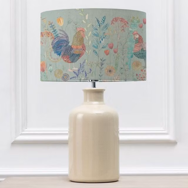 Voyage Maison Elspeth Ceramic Table Lamp with Bilbury Eva Fabric Lampshade in Beige and Multicolour – 1