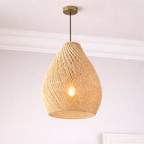 CGC Lighting Enya Round Natural Rattan Easy Fit Lampshade in Beige