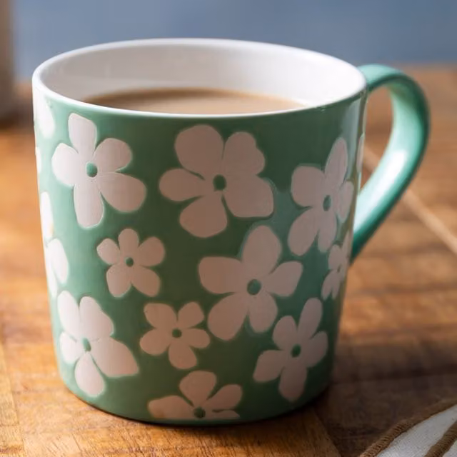 Mikasa Blue Floral Wax Resist Stoneware Mug, 360ml