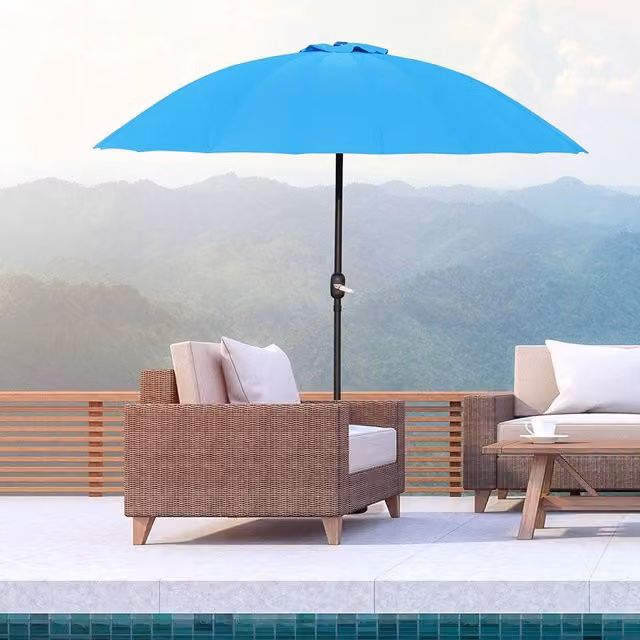 Outsunny 2.6m Round Curved Adjustable Parasol in Blue