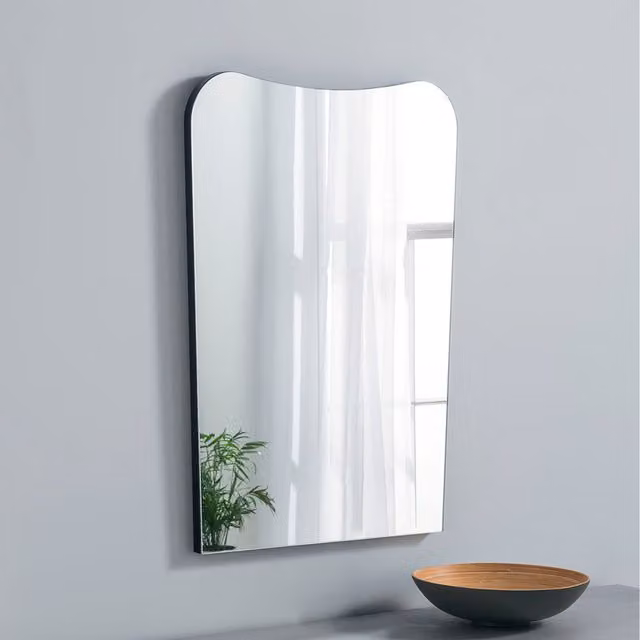 Yearn Minimalist Organic Irregular Frameless Black Wall Mirror