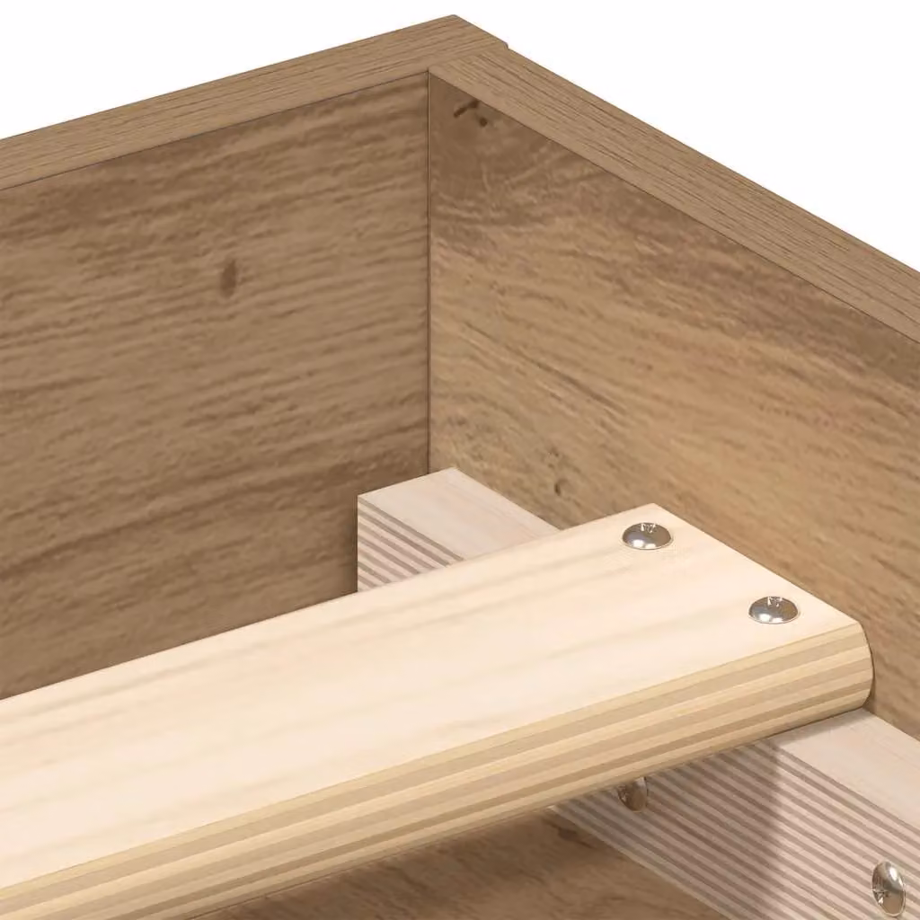 Berkfield Home Artisan Oak Bed Frame in Brown, Engineered Wood, W/D/H: 190 x 75 x 35 cm – 3