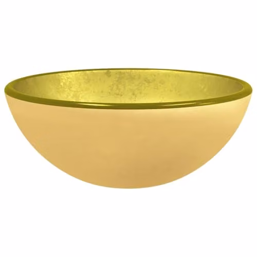 vidaXL Round Tempered Glass Basin in Gold, W: 30 cm, D: 30 cm, H: 12 cm