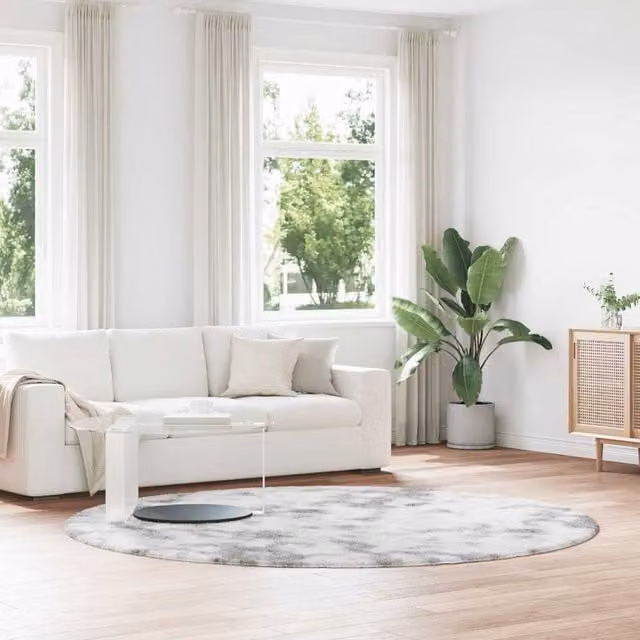 Berkfield Home NAVARRA Shaggy High Pile Rug, Light Grey, W/D: 240 x 240 cm – 1