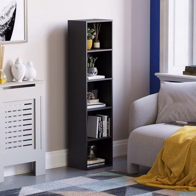 Vida Designs Oxford Cube Bookcase in Black with 5 Tiers