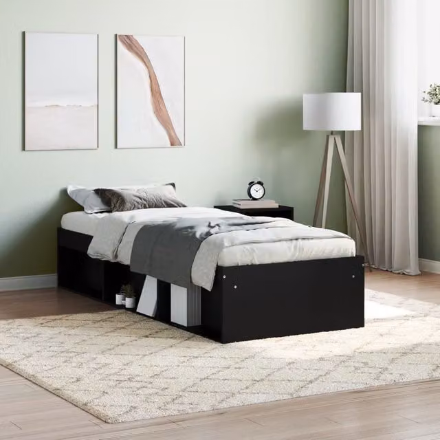 Berkfield Home Modern Small Single Bed Frame in Black, W: 75 cm, L: 190 cm – 1