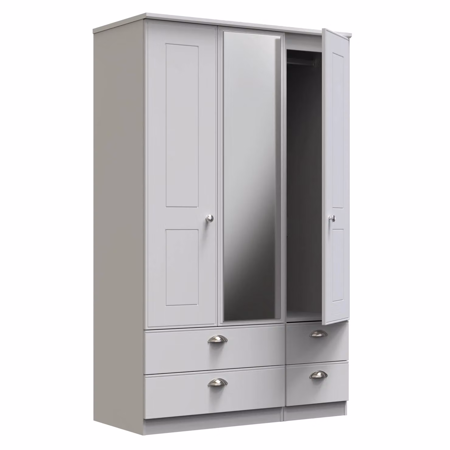 2 U Albert Grey Triple Wardrobe with Mirror and Three Drawers, Ready Assembled – 2