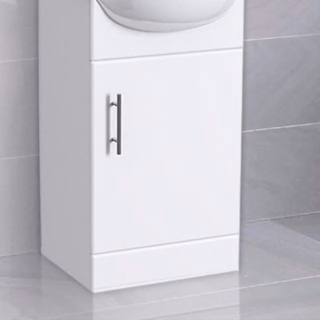 Nes Home Gloss White Modern Bathroom Floor Standing Cabinet with Soft Close Hinged Doors W/D/H: 50 x 41.5 x 76 cm – 1