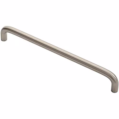 Loops Round D-Bar Cabinet Pull Handle in Brushed Silver, 202 x 10 mm with 192 mm Fixing Centres