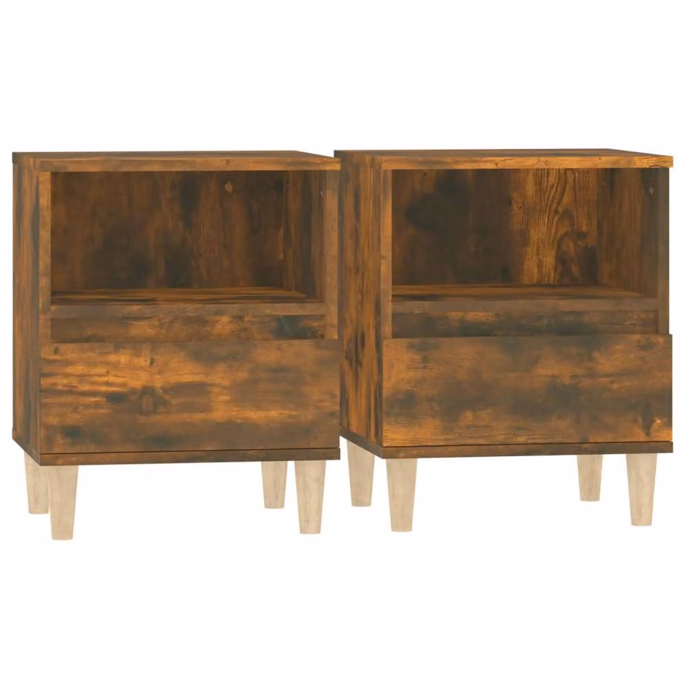 Berkfield Home Elegant Bedside Cabinets, 2 Piece Set in Smoked Oak Brown, W/D/H: 40 x 35 x 50 cm – 2