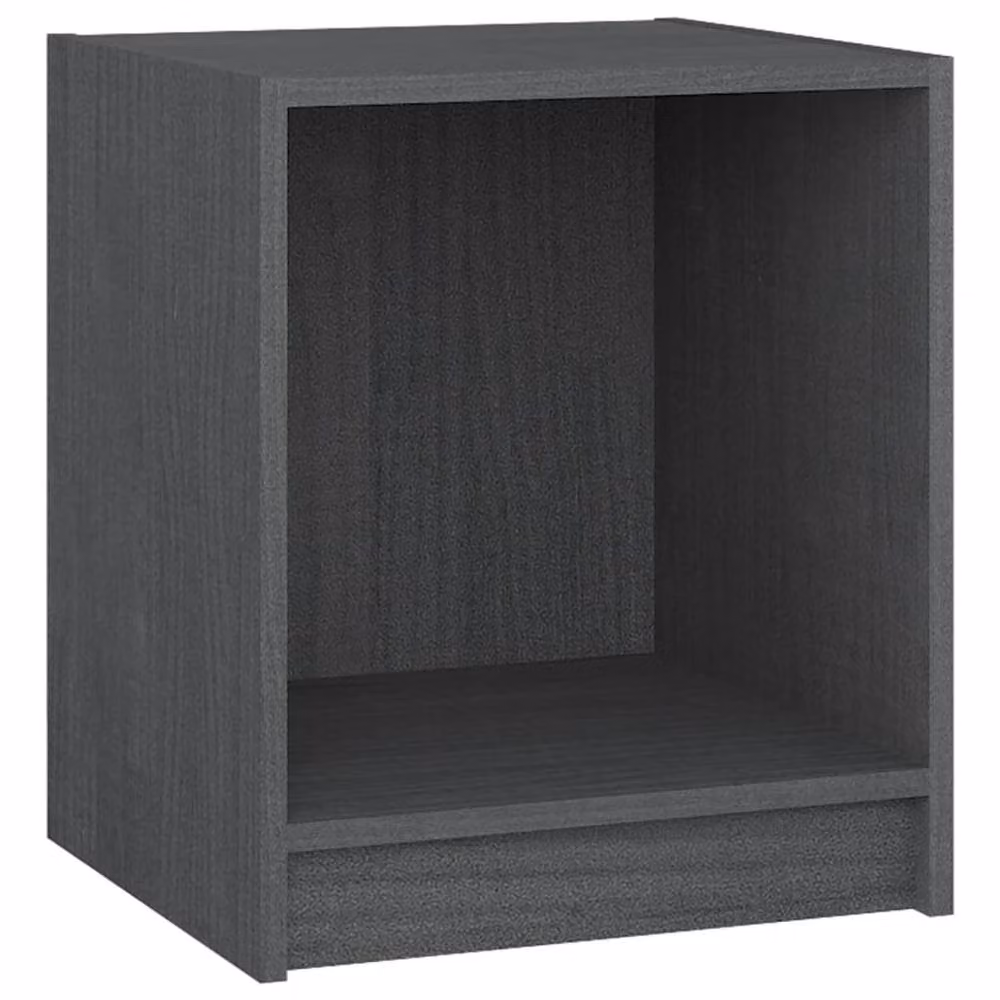 Berkfield Home Elegant Bedside Cabinets, 2 Piece Set, Grey, Solid Pinewood, W: 35.5 cm, D: 33.5 cm, H: 41.5 cm – 4