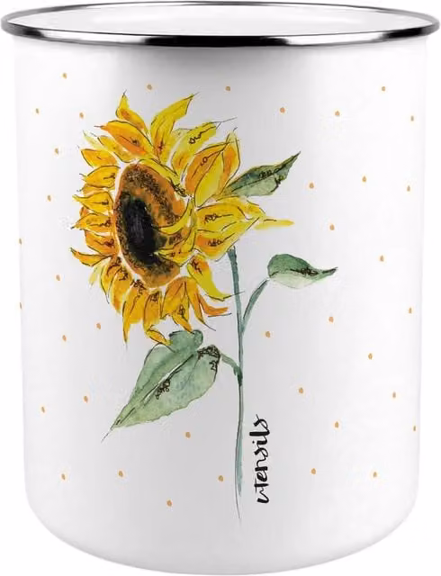 Purely Home Enamel Kitchen Utensil Holder in Yellow and White
