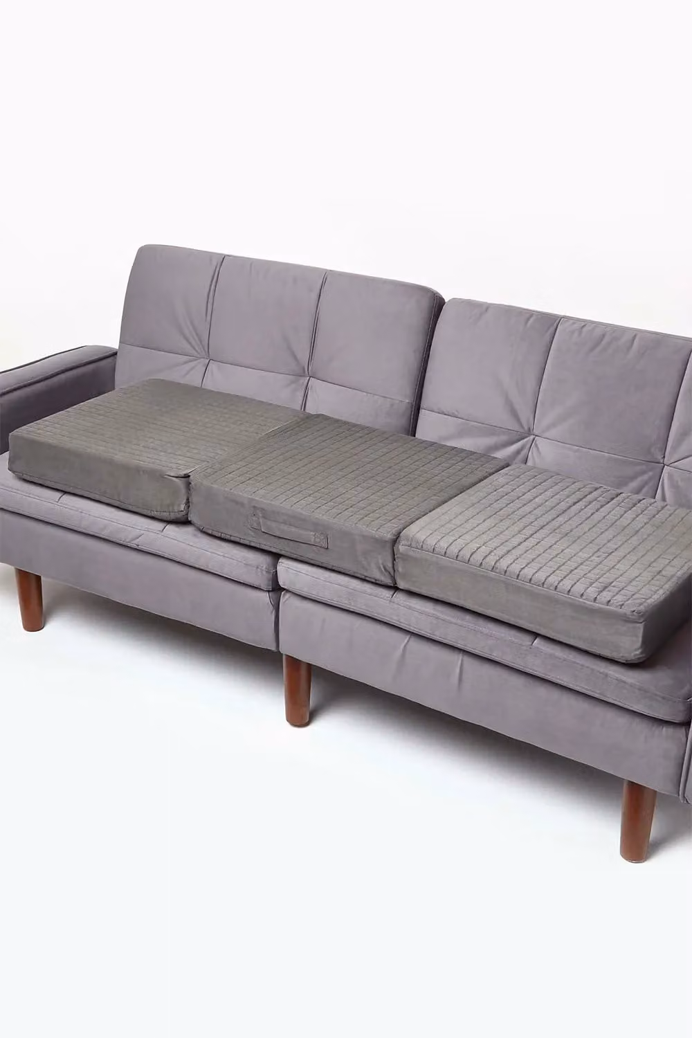 Homescapes Grey Quilted Polyester 3 Seater Orthopaedic Booster Cushion Cover – 2