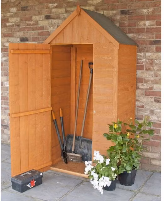 Shires Tall Wood Garden Tool Store Shed in Brown, W/D/H: 86.8 x 86.8 x 190.8 cm – 1
