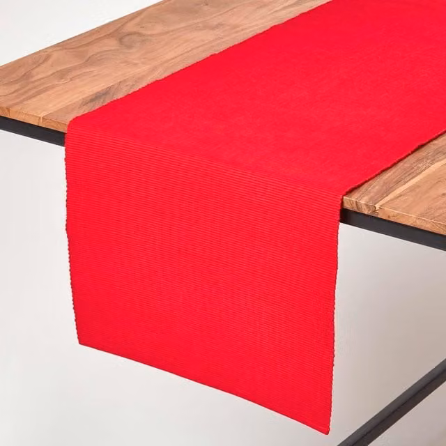 Homescapes Plain Red Cotton Table Runner