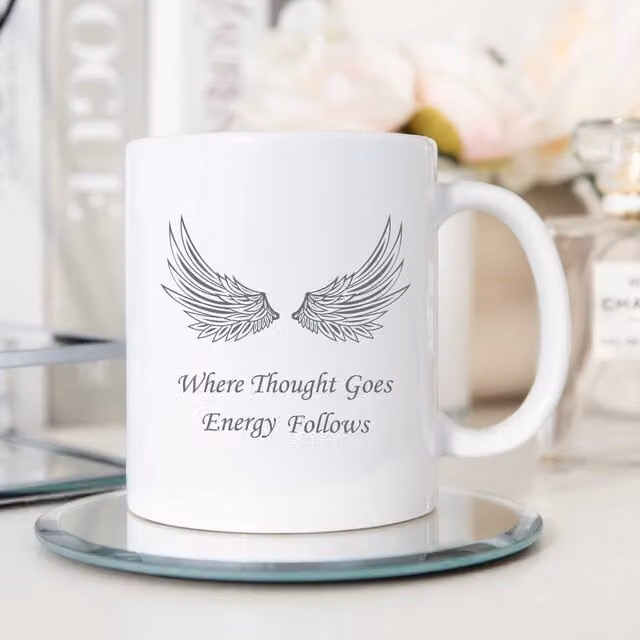 60 Second Makeover Where Thought Goes Energy Follows Ceramic Mug in White