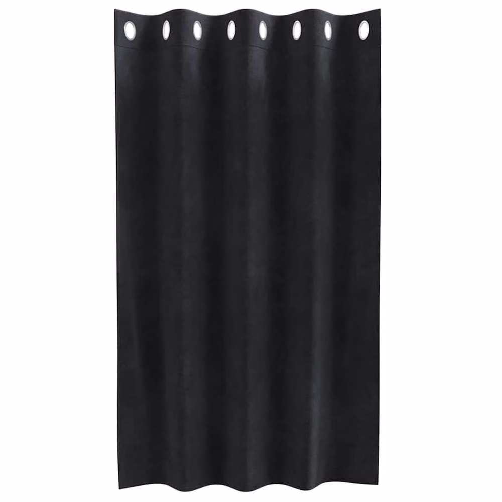 Berkfield Home Black Velvet Blackout Eyelet Curtains, 2 Pack, Black – 4