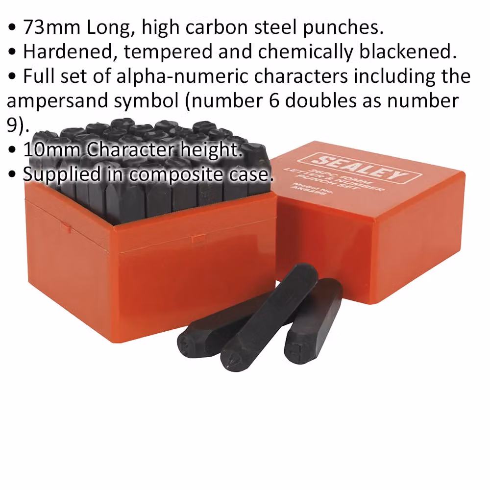 Loops 36 Piece Letter and Number Punch Set in Multicolour Steel with 10mm Character Height – 2