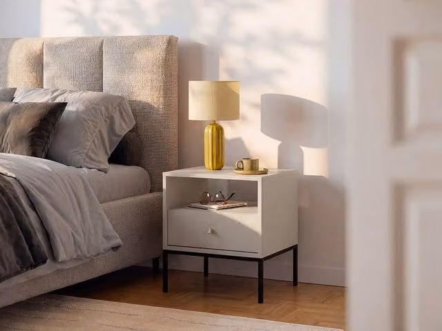 Vente-unique Bogdan Set of 2 Beige Bedside Tables with 1 Drawer and 1 Recess