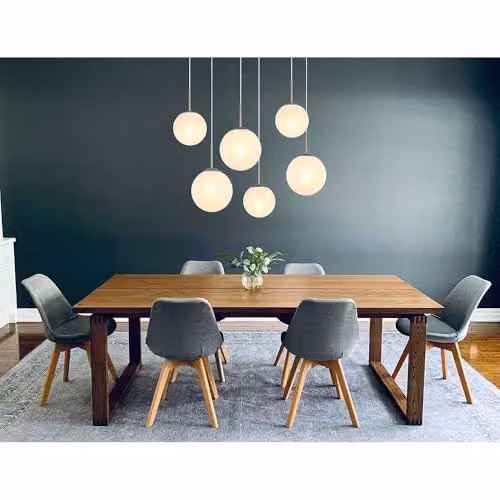 Nowa Modern Suspended Pendant Light with White Glass Balls and Silver Metal Frame for Dining Rooms and Kitchens, 6 x E27 Bulbs – 2
