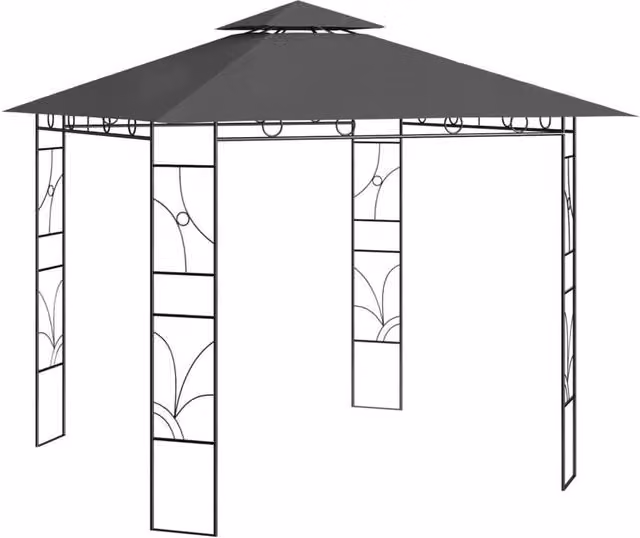 Berkfield Home Anthracite and Black Steel Hip Roof Gazebo W: 300 cm, D: 300 cm, H: 270 cm – 1
