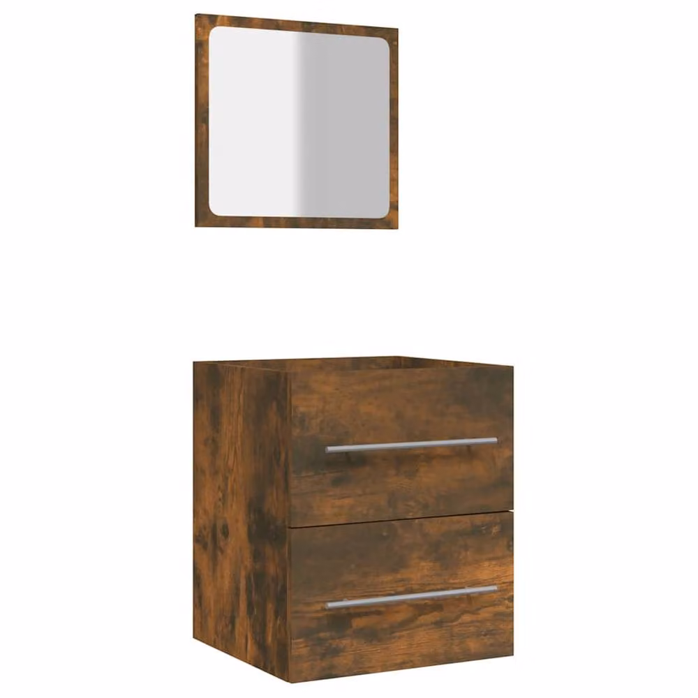 Berkfield Home Stylish Bathroom Cabinet with Mirror in Smoked Oak Brown, W: 41 cm, D: 38.5 cm, H: 48 cm – 2