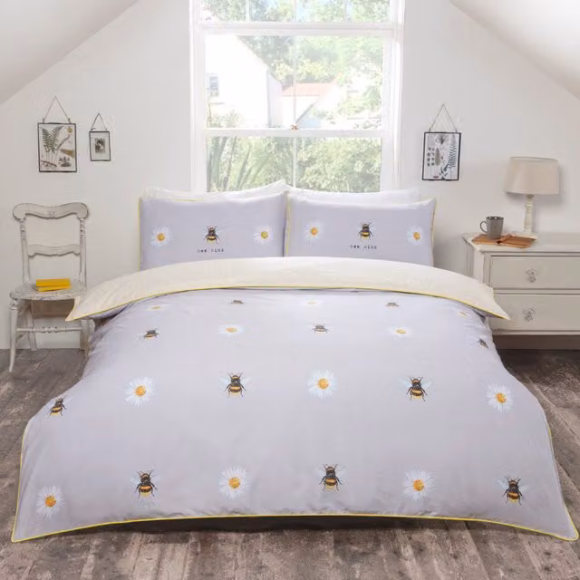 Rapport Home Bee Kind Reversible Duvet Cover Set, Multicolour, W: 180 cm x L: 200 cm