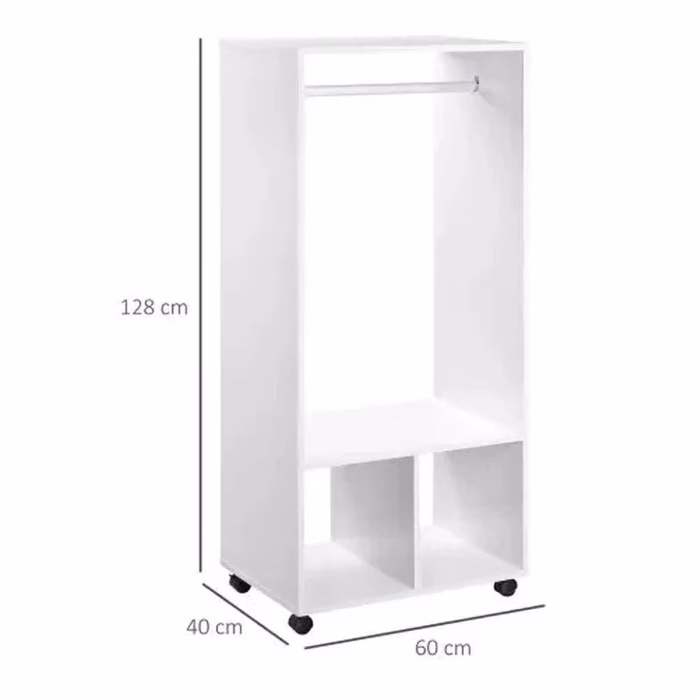 EONLION Modern Open Wardrobe with Clothes Rail and Box Shelf in Matt White, Width: 100 cm, Height: 128 cm – 2