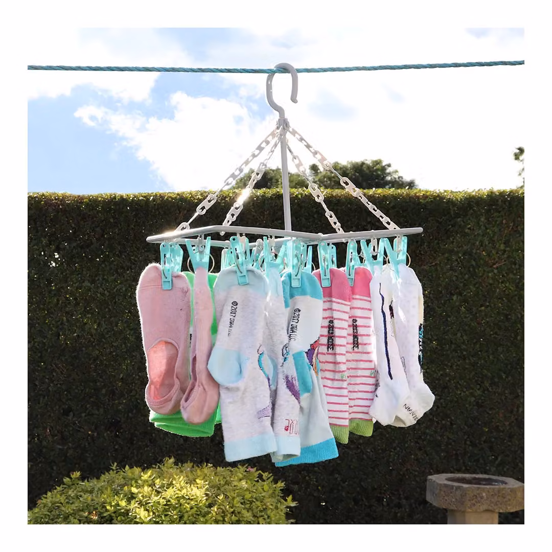 JVL Folding Sock Dryer in Grey with 20 Clothes Pegs – 4